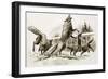 Passengers in a Snowbound Train Fight Off Starving Wolves-Ralph Bruce-Framed Giclee Print