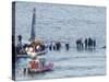 Passengers in an Inflatable Raft, Moving Away from a US Aircraft That Has Gone Down in Hudson River-null-Stretched Canvas