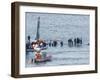 Passengers in an Inflatable Raft, Moving Away from a US Aircraft That Has Gone Down in Hudson River-null-Framed Photographic Print