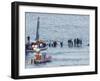 Passengers in an Inflatable Raft, Moving Away from a US Aircraft That Has Gone Down in Hudson River-null-Framed Photographic Print