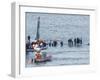 Passengers in an Inflatable Raft, Moving Away from a US Aircraft That Has Gone Down in Hudson River-null-Framed Photographic Print