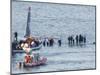 Passengers in an Inflatable Raft, Moving Away from a US Aircraft That Has Gone Down in Hudson River-null-Mounted Photographic Print