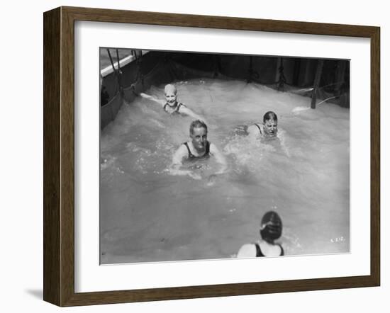 Passengers in the Swimming Pool on Board a Cruise Ship, C1920S-C1930S-null-Framed Giclee Print