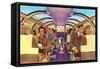 Passengers in Train's Viewing Compartment-null-Framed Stretched Canvas