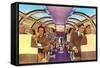 Passengers in Train's Viewing Compartment-null-Framed Stretched Canvas