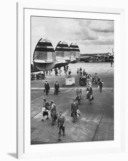 Passengers Leaving a Twa Flight at the Airport-Peter Stackpole-Framed Photographic Print