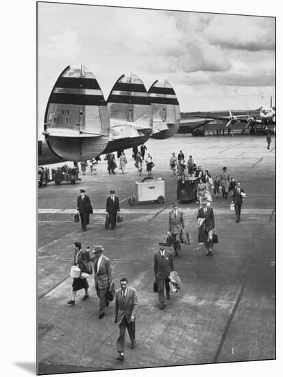 Passengers Leaving a Twa Flight at the Airport-Peter Stackpole-Mounted Photographic Print