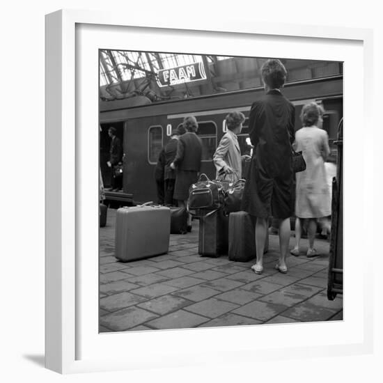 Passengers on a Platform at Centraal Station, Amsterdam, Netherlands, 1963-Michael Walters-Framed Photographic Print
