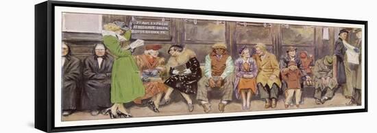 Passengers on New York Subway-J. Simont-Framed Stretched Canvas