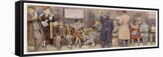 Passengers on New York Subway-J. Simont-Framed Stretched Canvas