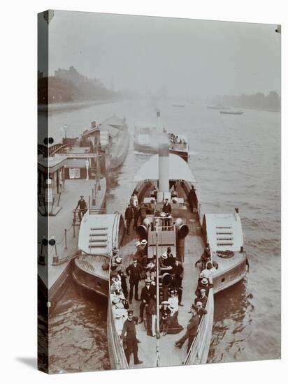 Passengers on the London Steamboat Service, River Thames, London, 1907-null-Stretched Canvas