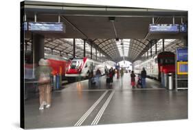 Passengers Rushing Through Lucerne Railway Station, Lucerne, Switzerland, Europe-Julian Elliott-Stretched Canvas