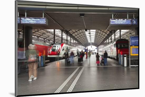 Passengers Rushing Through Lucerne Railway Station, Lucerne, Switzerland, Europe-Julian Elliott-Mounted Photographic Print