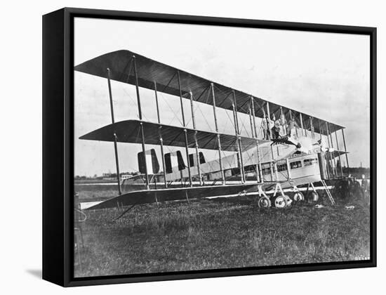 Passengers Standing on Middle Wing of Triplane-null-Framed Stretched Canvas