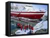 Passengers Take Small Boat to Cruise Ship Anchored Close Inshore,Antarctic Peninsula, Antarctica-Renner Geoff-Framed Stretched Canvas