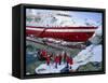 Passengers Take Small Boat to Cruise Ship Anchored Close Inshore,Antarctic Peninsula, Antarctica-Renner Geoff-Framed Stretched Canvas