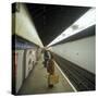 Passengers Waiting at Blackhorse Tube Station on the Victoria Line, London, 1974-Michael Walters-Stretched Canvas