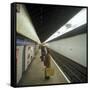 Passengers Waiting at Blackhorse Tube Station on the Victoria Line, London, 1974-Michael Walters-Framed Stretched Canvas