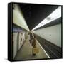 Passengers Waiting at Blackhorse Tube Station on the Victoria Line, London, 1974-Michael Walters-Framed Stretched Canvas