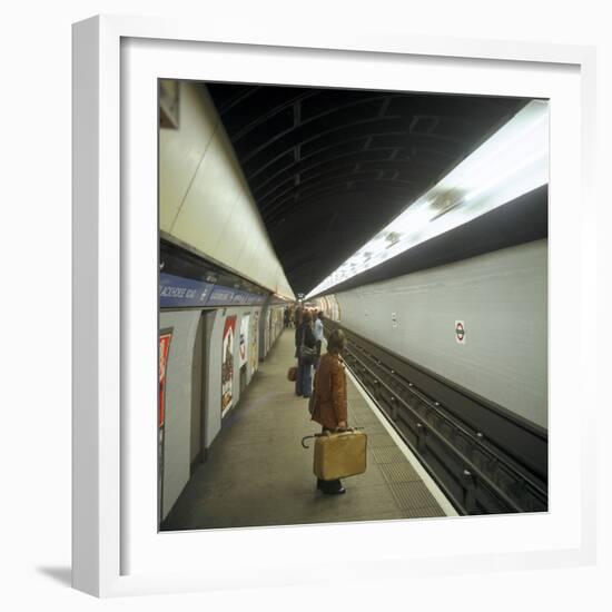 Passengers Waiting at Blackhorse Tube Station on the Victoria Line, London, 1974-Michael Walters-Framed Photographic Print