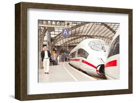 Passengers Waiting to Board a Highspeed Ice Train in Cologne Railway Station-Julian Elliott-Framed Photographic Print