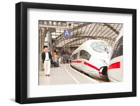 Passengers Waiting to Board a Highspeed Ice Train in Cologne Railway Station-Julian Elliott-Framed Photographic Print