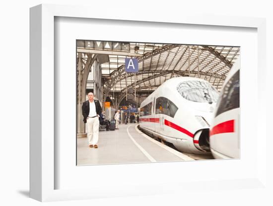 Passengers Waiting to Board a Highspeed Ice Train in Cologne Railway Station-Julian Elliott-Framed Photographic Print