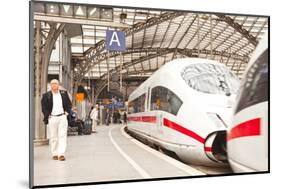 Passengers Waiting to Board a Highspeed Ice Train in Cologne Railway Station-Julian Elliott-Mounted Photographic Print