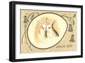 Passepartout Präge Litho Glückliche Ostern, Hasen-null-Framed Giclee Print