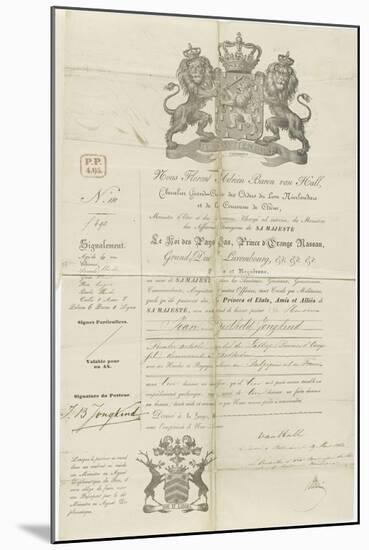 Passeport de Jongkind à Rotterdam le 9 Mars 1860-null-Mounted Giclee Print