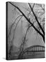 Passerelle Debilly Bridge on a Foggy Winter Day with the Eiffel Tower in the Background-Ed Clark-Stretched Canvas