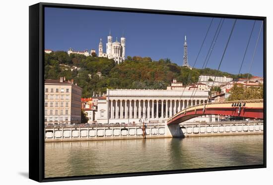 Passerelle Du Palais De Justice over the River Saone-Julian Elliott-Framed Stretched Canvas