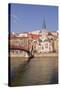 Passerelle Saint-Georges Bridge, Old Lyon and the River Saone, Lyon, Rhone-Alpes, France, Europe-Julian Elliott-Stretched Canvas