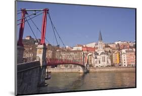 Passerelle Saint-Georges Bridge, Old Lyon and the River Saone, Lyon, Rhone-Alpes, France, Europe-Julian Elliott-Mounted Photographic Print