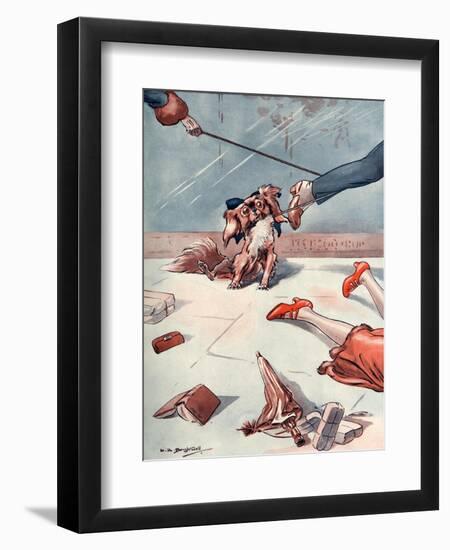 Passers by Tripping over a Dog Lead-L.r. Brightwell-Framed Art Print