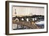 Passers-By with Umbrella on Bridge Near Yedo-null-Framed Giclee Print