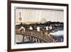 Passers-By with Umbrella on Bridge Near Yedo-null-Framed Giclee Print