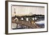 Passers-By with Umbrella on Bridge Near Yedo-null-Framed Giclee Print