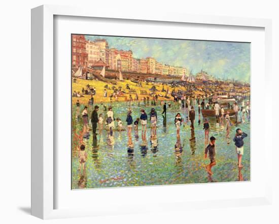 Passing Time on Brighton Beach-Robert Tyndall-Framed Giclee Print