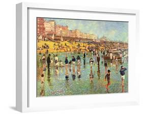 Passing Time on Brighton Beach-Robert Tyndall-Framed Giclee Print