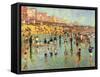 Passing Time on Brighton Beach-Robert Tyndall-Framed Stretched Canvas