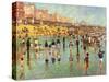 Passing Time on Brighton Beach-Robert Tyndall-Stretched Canvas