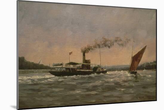 Past on the Medway (Featuring a Restored Paddle Steamer, Kingswear Castle)-Vic Trevett-Mounted Premium Giclee Print
