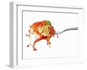 Pasta and Squirted Tomato Sauce on a Fork-Kröger & Gross-Framed Photographic Print