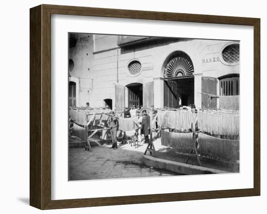 Pasta Drying in the Streets, Naples, 1897-null-Framed Photographic Print