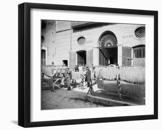 Pasta Drying in the Streets, Naples, 1897-null-Framed Photographic Print