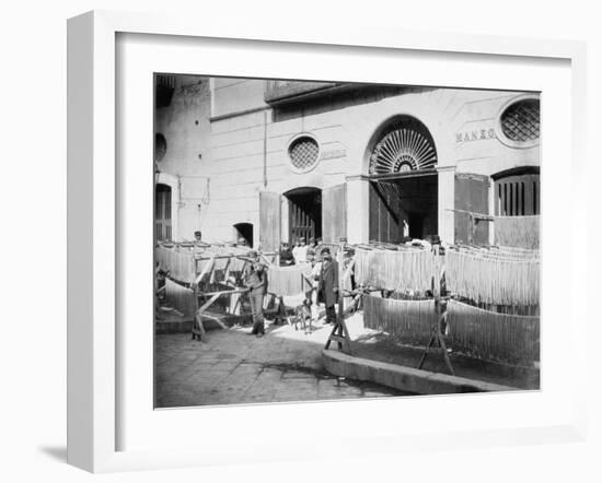 Pasta Drying in the Streets, Naples, 1897-null-Framed Photographic Print