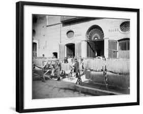 Pasta Drying in the Streets, Naples, 1897-null-Framed Photographic Print