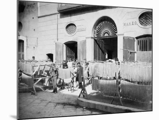 Pasta Drying in the Streets, Naples, 1897-null-Mounted Photographic Print
