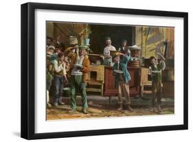 Pasta-Eating Contest, Naples, Italy-null-Framed Art Print